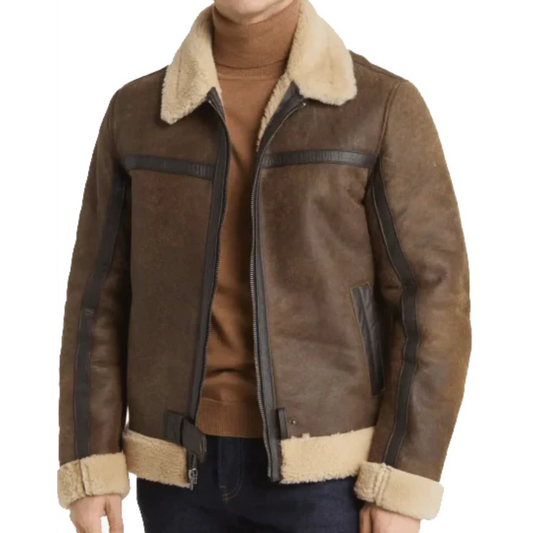 Brown Sheepskin Leather Jacket image 0