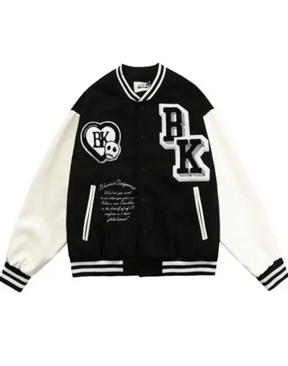 Black Cotton Bk Varsity Jacket image 0