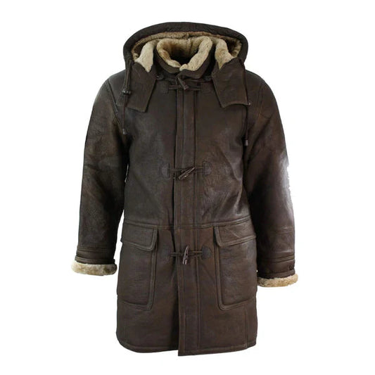 B3 Duffle Safari Premium Brown Leather Coat image 0