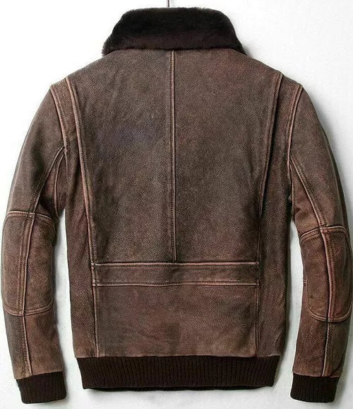 A2 Bomber Flight Distressed Brown Genuine Leather Jacket image 1