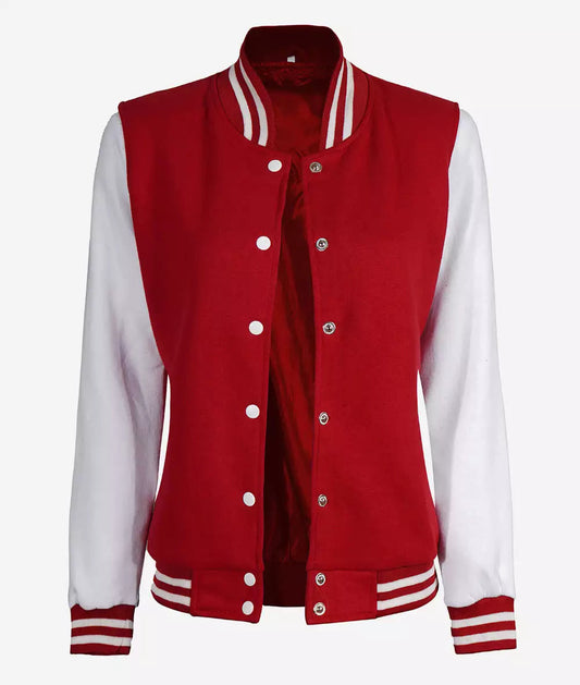 Women's Red and White Letterman Jacket - College Varsity Jacket image 0