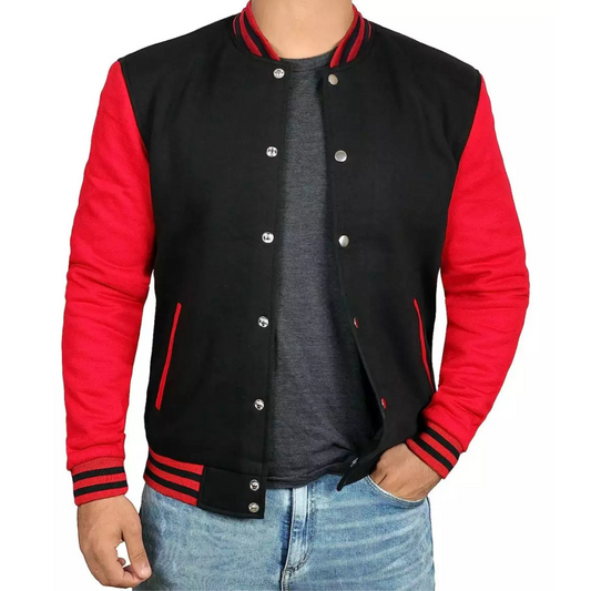 Men's Red and Black Varsity Jacket, Baseball Style image 0