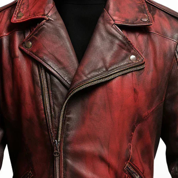 Men's Halloween Bloody Red Leather Jacket image 1
