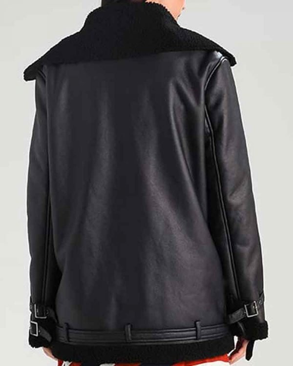 Womens Black Aviator Jacket image 1