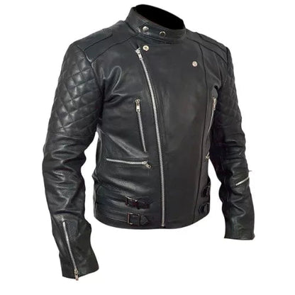 Men's Brando Motorcycle Biker Black Genuine Leather Jacket image 1