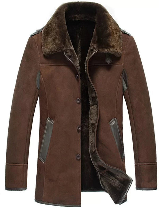 Mens Shearling Brown Reacher Style Coat image 0