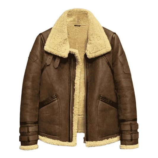 Men's RAF B3 Faux Aviator Shearling Dark Brown Jacket image 0
