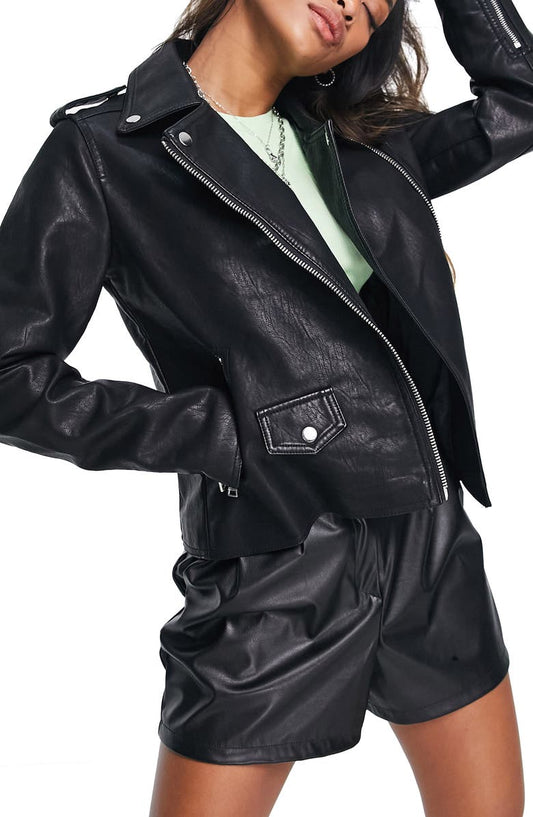 Women's Faux Leather Biker Jacket image 0