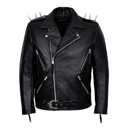 Men's Black Ghost Rider Motorcycle Black Leather Jacket image 0