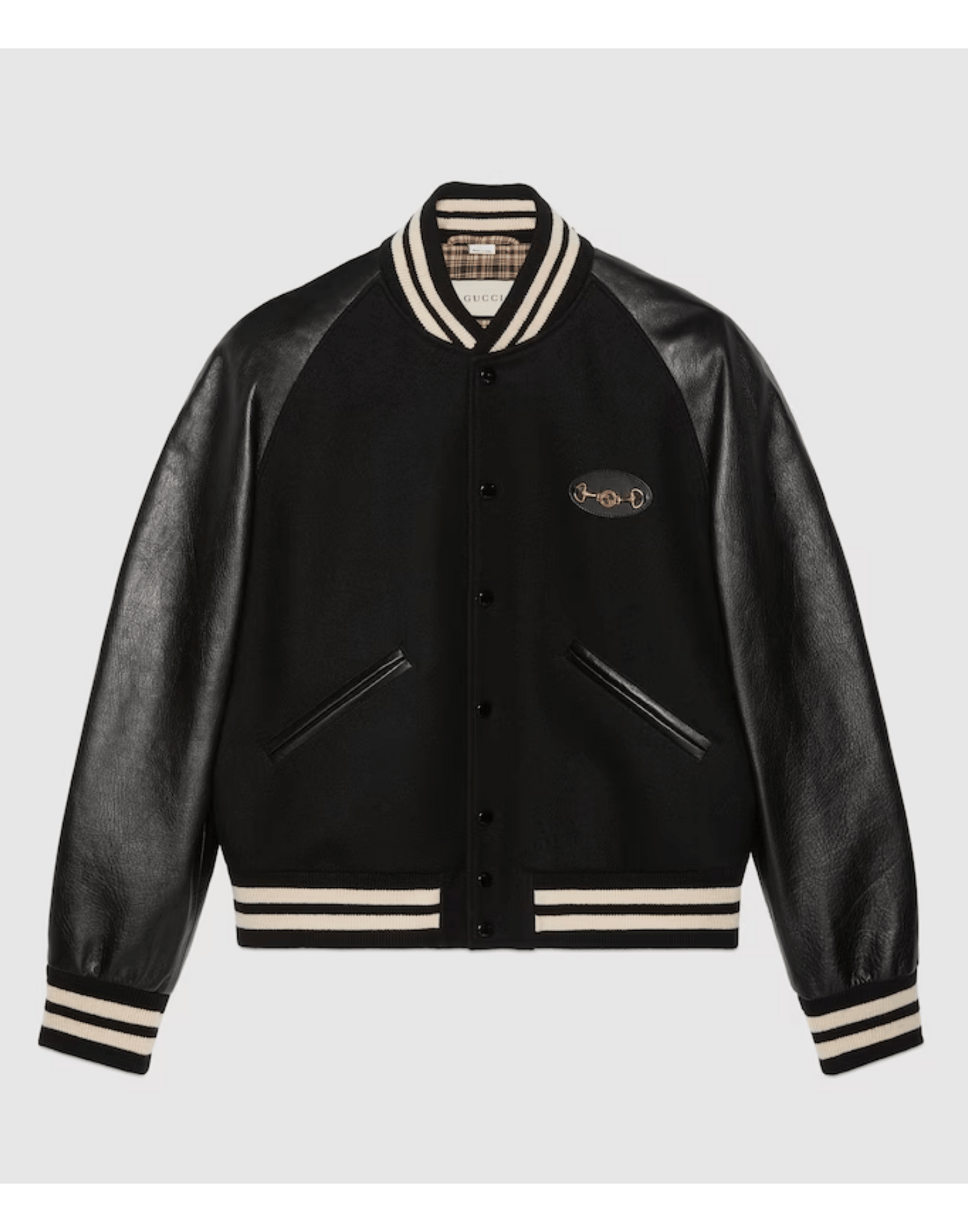 Black Felt And Leather Bomber Jacket image 0