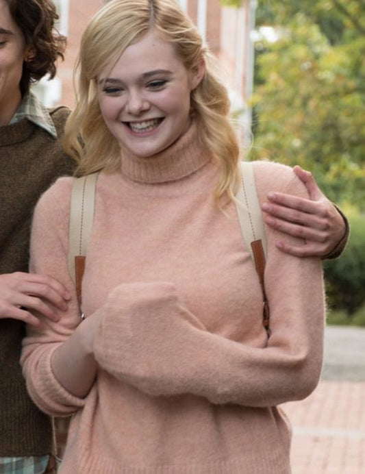 A Rainy Day In New York Elle Fanning Pink Sweater image 0